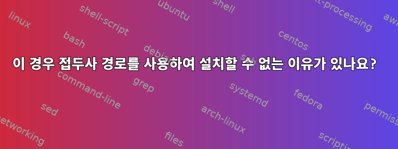 이 경우 접두사 경로를 사용하여 설치할 수 없는 이유가 있나요?