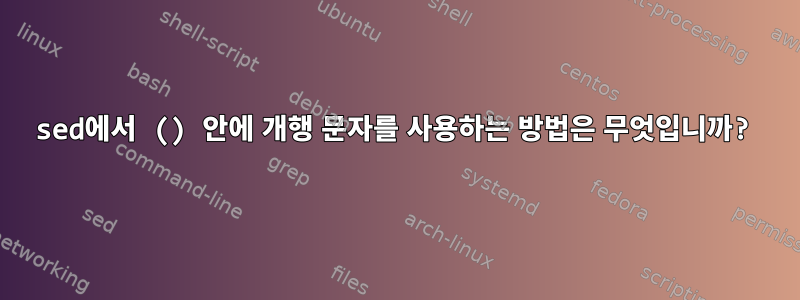 sed에서 () 안에 개행 문자를 사용하는 방법은 무엇입니까?