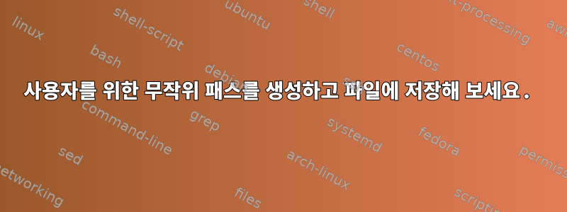 사용자를 위한 무작위 패스를 생성하고 파일에 저장해 보세요.