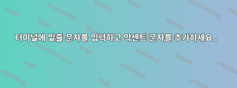 터미널에 밑줄 문자를 입력하고 악센트 문자를 추가하세요.