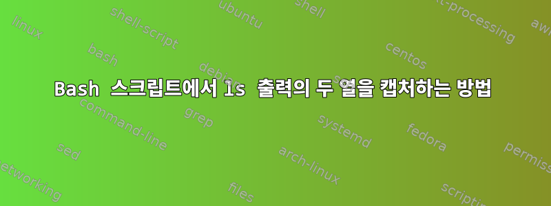 Bash 스크립트에서 ls 출력의 두 열을 캡처하는 방법