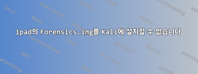 ipad의 Forensics.img를 Kali에 설치할 수 없습니다