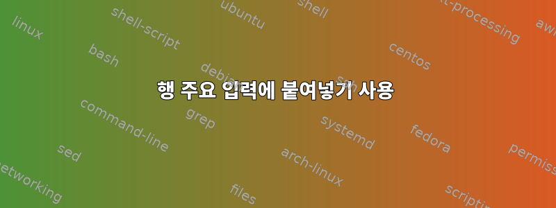 행 주요 입력에 붙여넣기 사용