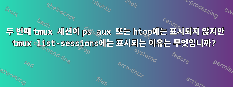 두 번째 tmux 세션이 ps aux 또는 htop에는 표시되지 않지만 tmux list-sessions에는 표시되는 이유는 무엇입니까?