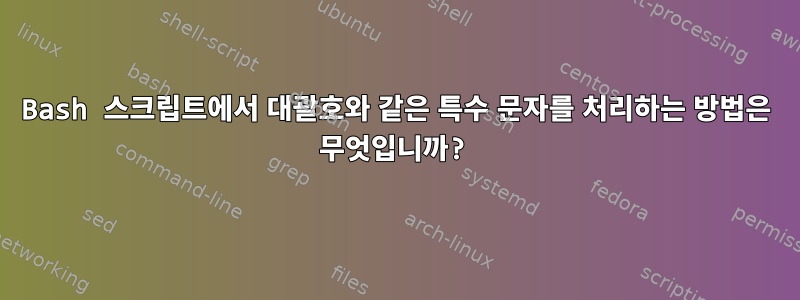 Bash 스크립트에서 대괄호와 같은 특수 문자를 처리하는 방법은 무엇입니까?