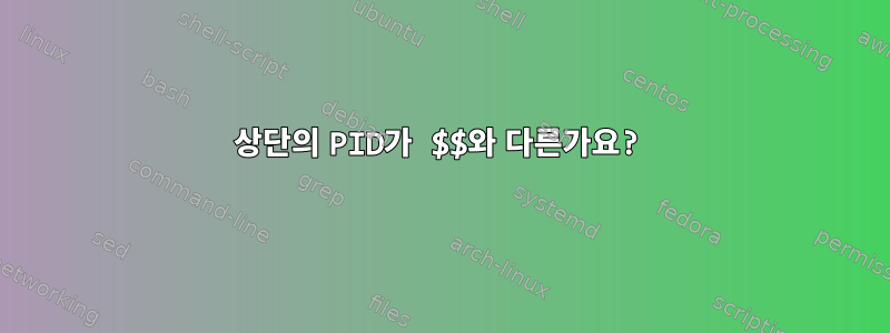 상단의 PID가 $$와 다른가요?