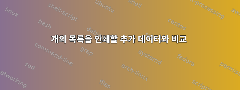 2개의 목록을 인쇄할 추가 데이터와 비교