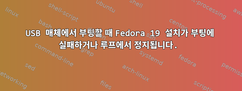 USB 매체에서 부팅할 때 Fedora 19 설치가 부팅에 실패하거나 루프에서 정지됩니다.