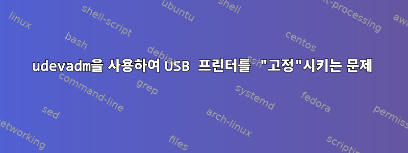 udevadm을 사용하여 USB 프린터를 "고정"시키는 문제