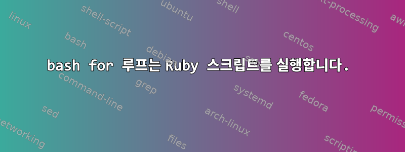 bash for 루프는 Ruby 스크립트를 실행합니다.