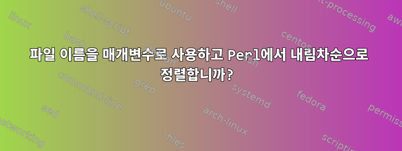 파일 이름을 매개변수로 사용하고 Perl에서 내림차순으로 정렬합니까?