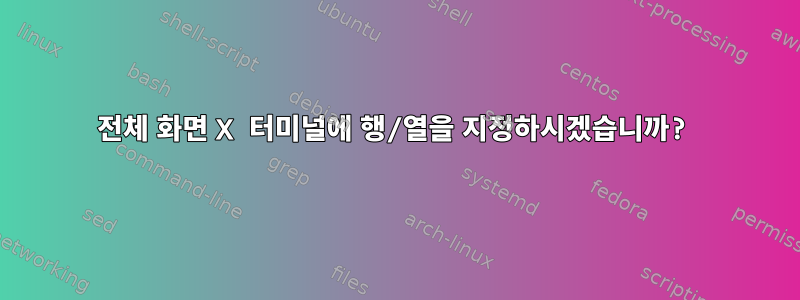 전체 화면 X 터미널에 행/열을 지정하시겠습니까?