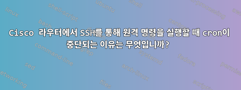 Cisco 라우터에서 SSH를 통해 원격 명령을 실행할 때 cron이 중단되는 이유는 무엇입니까?