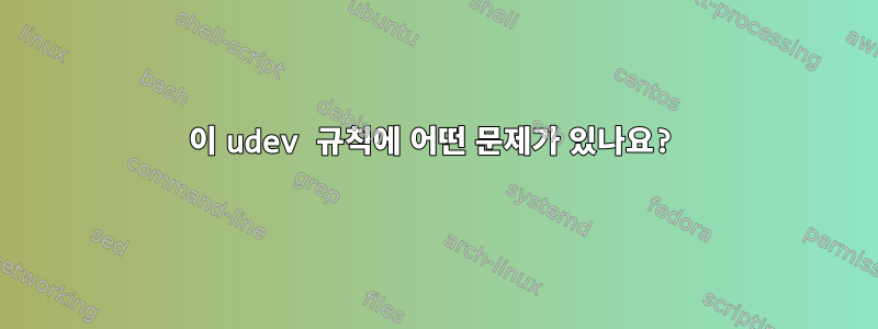 이 udev 규칙에 어떤 문제가 있나요?