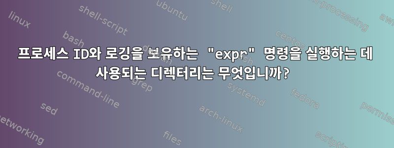 프로세스 ID와 로깅을 보유하는 "expr" 명령을 실행하는 데 사용되는 디렉터리는 무엇입니까?