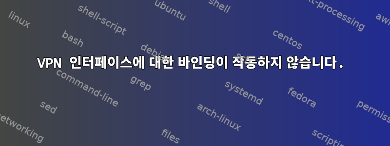 VPN 인터페이스에 대한 바인딩이 작동하지 않습니다.