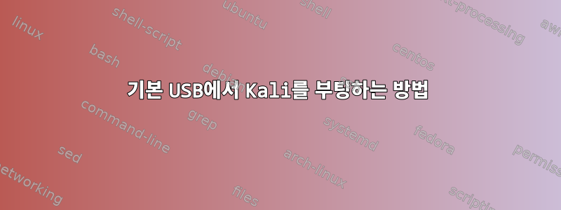 기본 USB에서 Kali를 부팅하는 방법