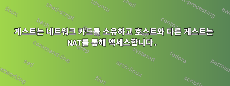 게스트는 네트워크 카드를 소유하고 호스트와 다른 게스트는 NAT를 통해 액세스합니다.