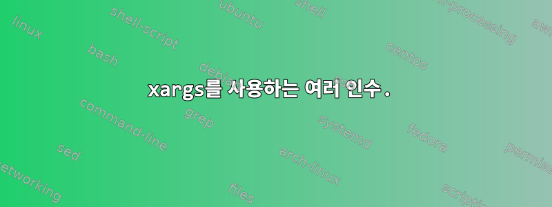 xargs를 사용하는 여러 인수.