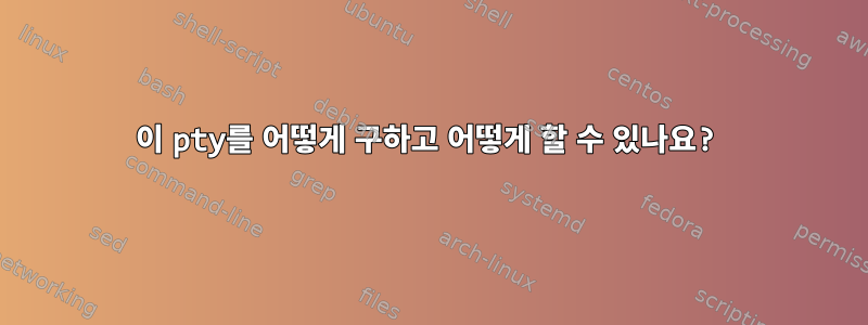 이 pty를 어떻게 구하고 어떻게 할 수 있나요?