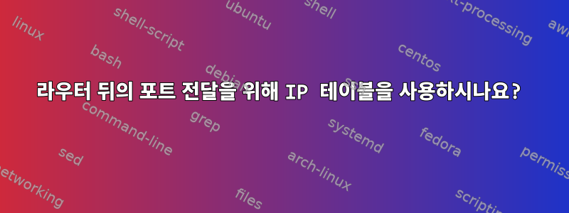 라우터 뒤의 포트 전달을 위해 IP 테이블을 사용하시나요?