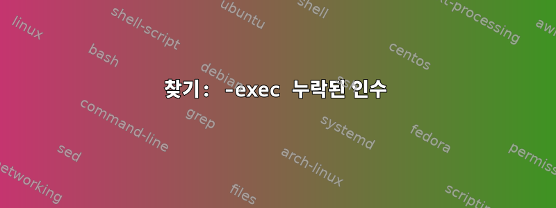 찾기: -exec 누락된 인수