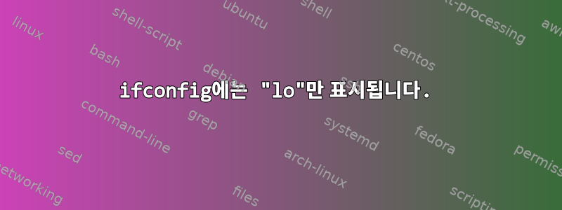 ifconfig에는 "lo"만 표시됩니다.