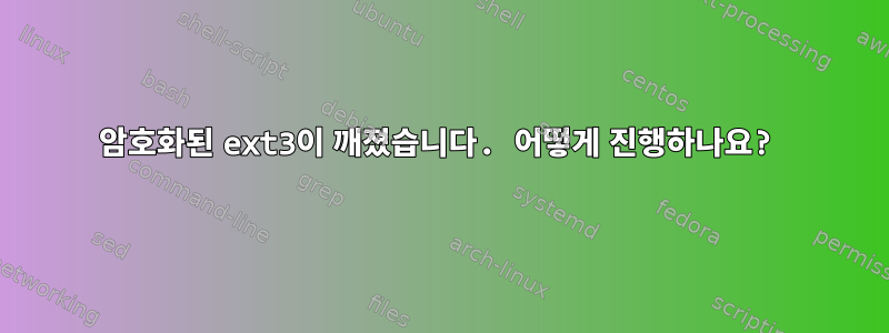 암호화된 ext3이 깨졌습니다. 어떻게 진행하나요?