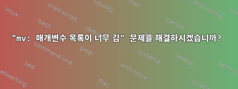 "mv: 매개변수 목록이 너무 김" 문제를 해결하시겠습니까?