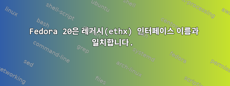 Fedora 20은 레거시(ethx) 인터페이스 이름과 일치합니다.