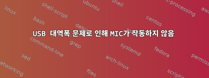 USB 대역폭 문제로 인해 MIC가 작동하지 않음