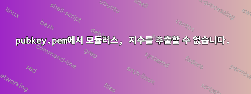 pubkey.pem에서 모듈러스, 지수를 추출할 수 없습니다.