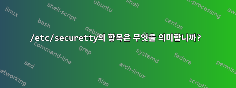 /etc/securetty의 항목은 무엇을 의미합니까?