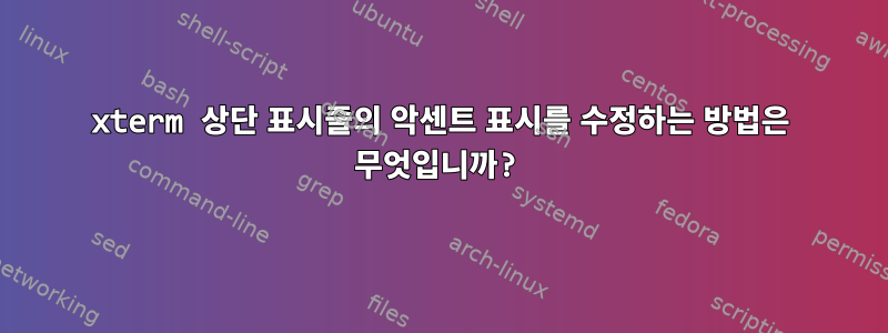 xterm 상단 표시줄의 악센트 표시를 수정하는 방법은 무엇입니까?