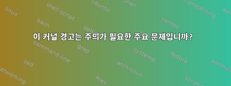 이 커널 경고는 주의가 필요한 주요 문제입니까?