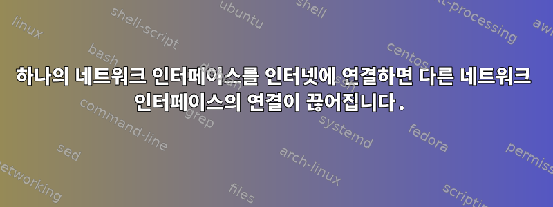 하나의 네트워크 인터페이스를 인터넷에 연결하면 다른 네트워크 인터페이스의 연결이 끊어집니다.