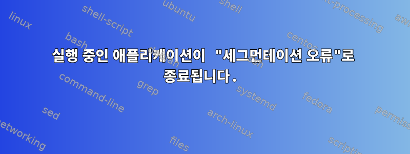 실행 중인 애플리케이션이 "세그먼테이션 오류"로 종료됩니다.