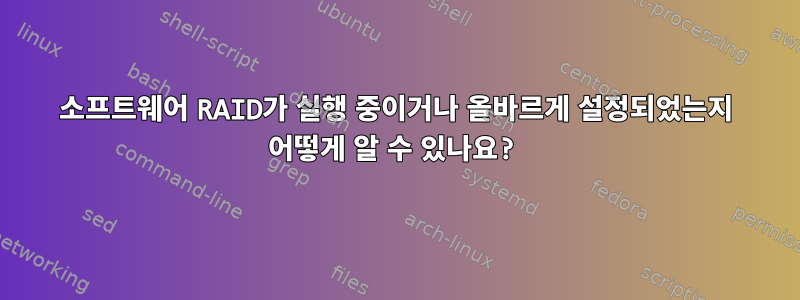 소프트웨어 RAID가 실행 중이거나 올바르게 설정되었는지 어떻게 알 수 있나요?