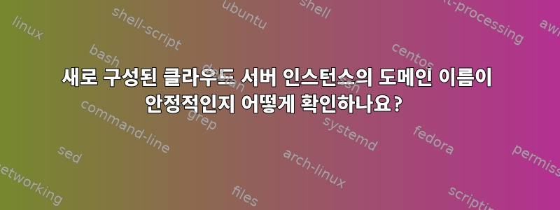 새로 구성된 클라우드 서버 인스턴스의 도메인 이름이 안정적인지 어떻게 확인하나요?