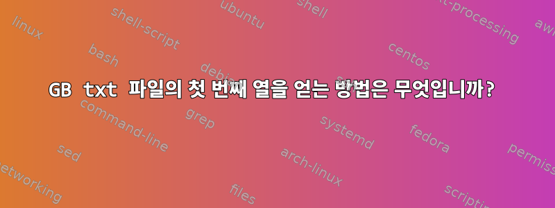 300GB txt 파일의 첫 번째 열을 얻는 방법은 무엇입니까?