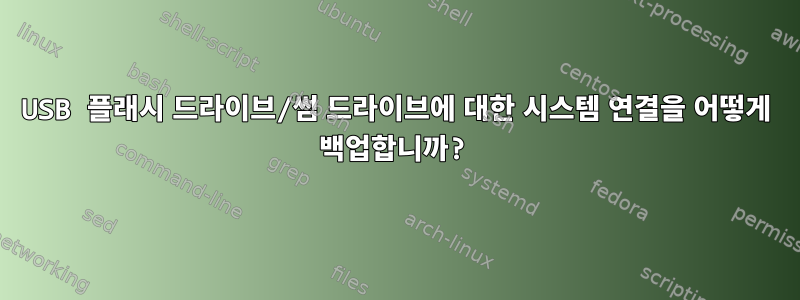 USB 플래시 드라이브/썸 드라이브에 대한 시스템 연결을 어떻게 백업합니까?