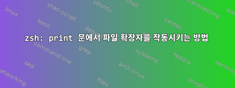 zsh: print 문에서 파일 확장자를 작동시키는 방법