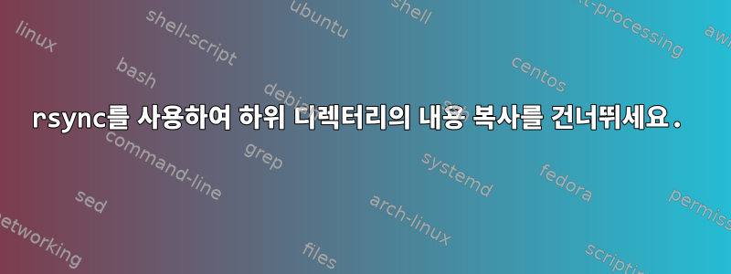 rsync를 사용하여 하위 디렉터리의 내용 복사를 건너뛰세요.