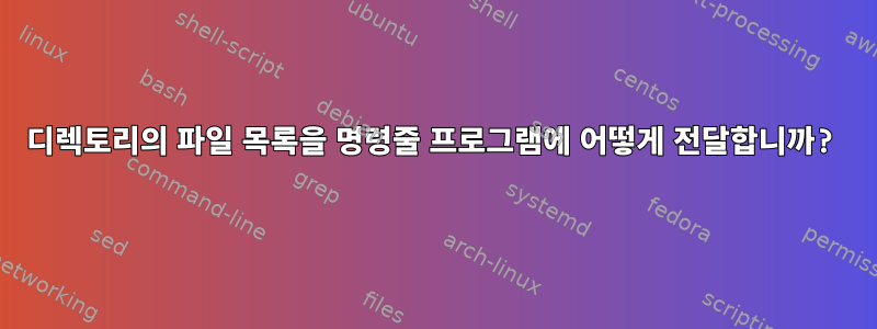 디렉토리의 파일 목록을 명령줄 프로그램에 어떻게 전달합니까?