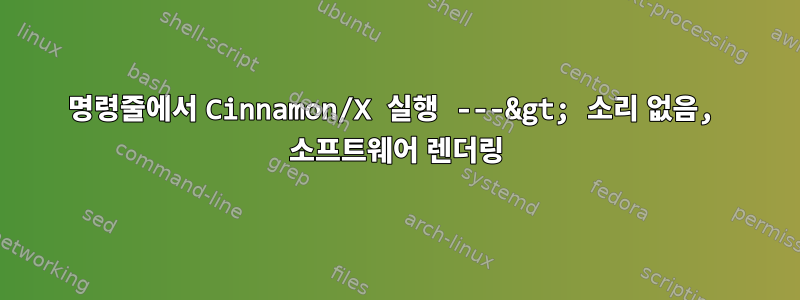 명령줄에서 Cinnamon/X 실행 ---&gt; 소리 없음, 소프트웨어 렌더링