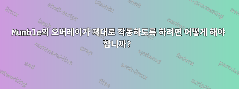 Mumble의 오버레이가 제대로 작동하도록 하려면 어떻게 해야 합니까?