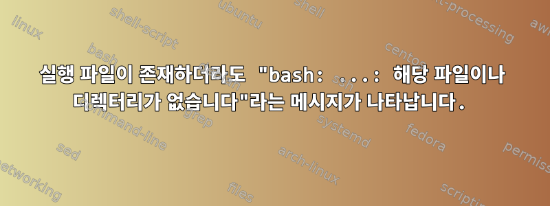 실행 파일이 존재하더라도 "bash: ...: 해당 파일이나 디렉터리가 없습니다"라는 메시지가 나타납니다.