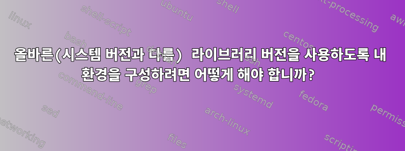 올바른(시스템 버전과 다름) 라이브러리 버전을 사용하도록 내 환경을 구성하려면 어떻게 해야 합니까?