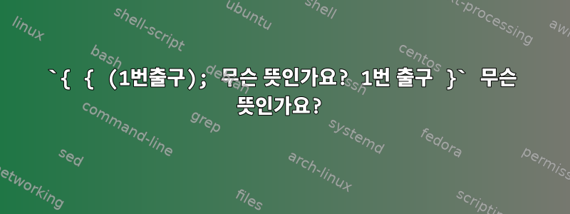 `{ { (1번출구); 무슨 뜻인가요? 1번 출구 }` 무슨 뜻인가요?