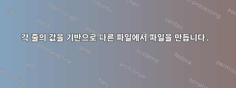 각 줄의 값을 기반으로 다른 파일에서 파일을 만듭니다.